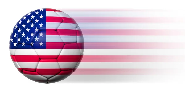 Fotboll med amerikanska flaggan i rörelse isoleras — Stockfoto
