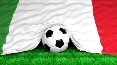 Futbol topu futbol alanı closeup İtalyan bayrağı 