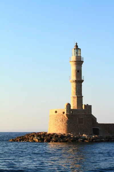 Phare antique en pierre gros plan, La Canée Crète — Photo