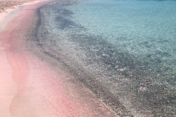 Pink sand beach with crystal waters Elafonisi Crete — Stock Photo, Image