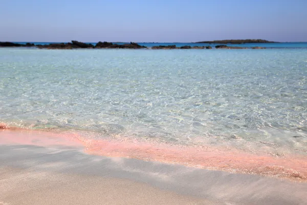 Pink sand beach with crystal waters Elafonisi Crete — Stock Photo, Image