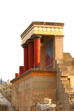 Knossos Sarayı arkeolojik crete Yunanistan üzerinde beyaz izole.
