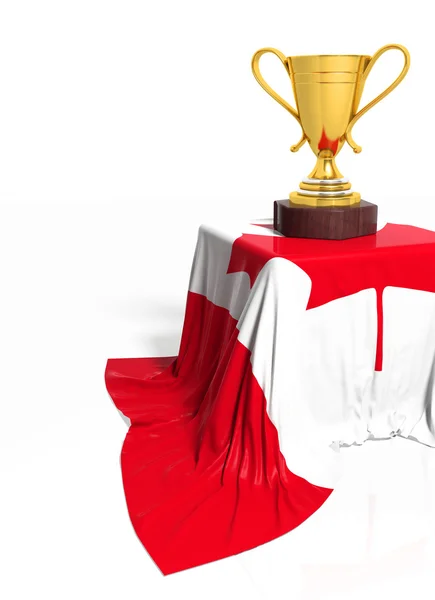 Troféu dourado com bandeira canadense isolada em branco — Fotografia de Stock