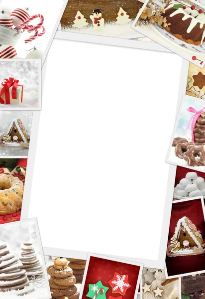 Collection of Christmas photos of confections with copy space — Stock Photo, Image