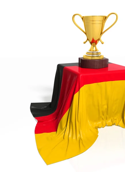 Trophée d'or avec drapeau allemand isolé sur blanc — Photo