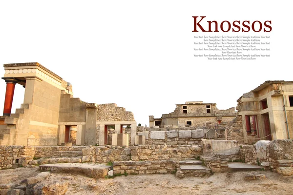 Knossos Sarayı arkeolojik crete Yunanistan üzerinde beyaz izole. — Stok fotoğraf
