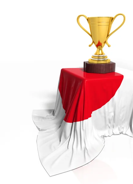 Golden trophy with Japanese flag isolated on white — Stock Photo, Image