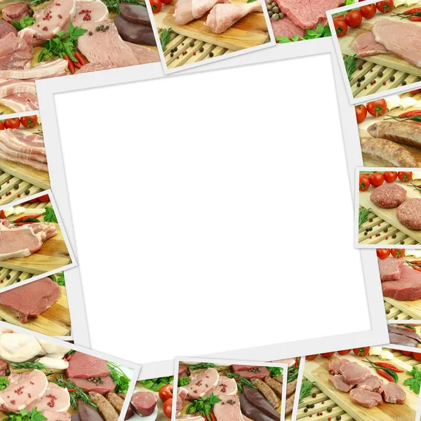 Foton samling av rått kött med kopia utrymme — Stockfoto