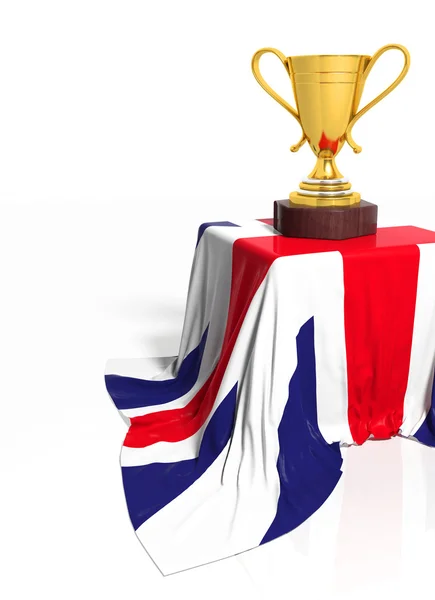 Golden trophy with British flag isolated on white — Stock Photo, Image