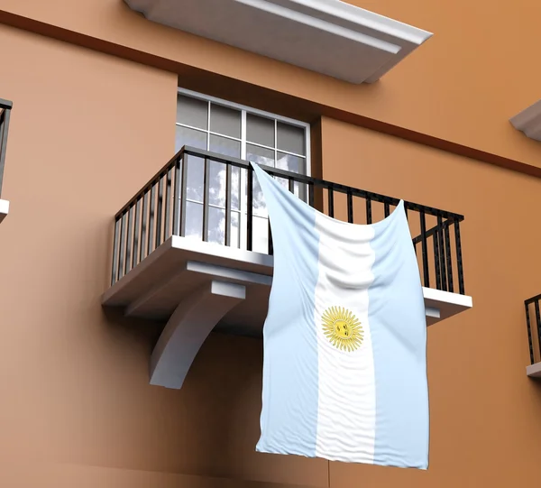 Balcony with Argentinian flag — Stock Photo, Image