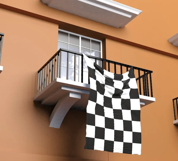 Balkon z flaga Formula jeden — Zdjęcie stockowe