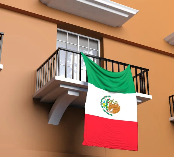 Balcón con Bandera Mexicana —  Fotos de Stock