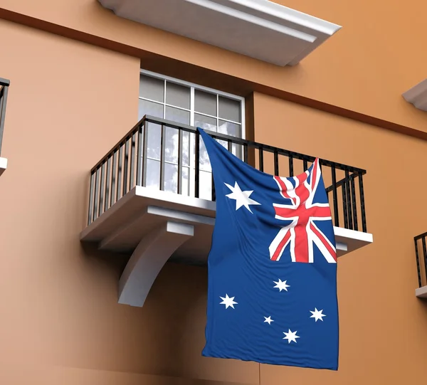 Balkon z flagą australijski — Zdjęcie stockowe