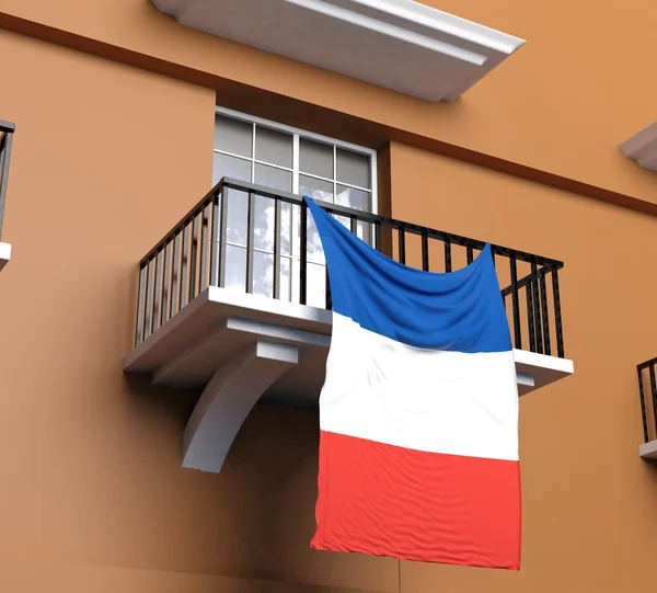 Balcón con bandera francesa —  Fotos de Stock