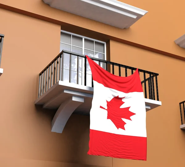 Balkon s kanadská vlajka — Stock fotografie
