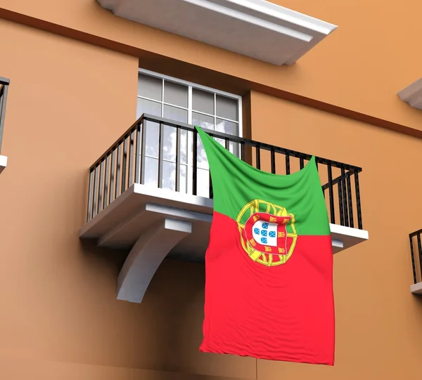 Balcony with Portuguese flag — Stock Photo, Image