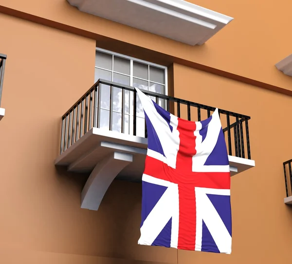 Balkong med engelsk flagga — Stockfoto