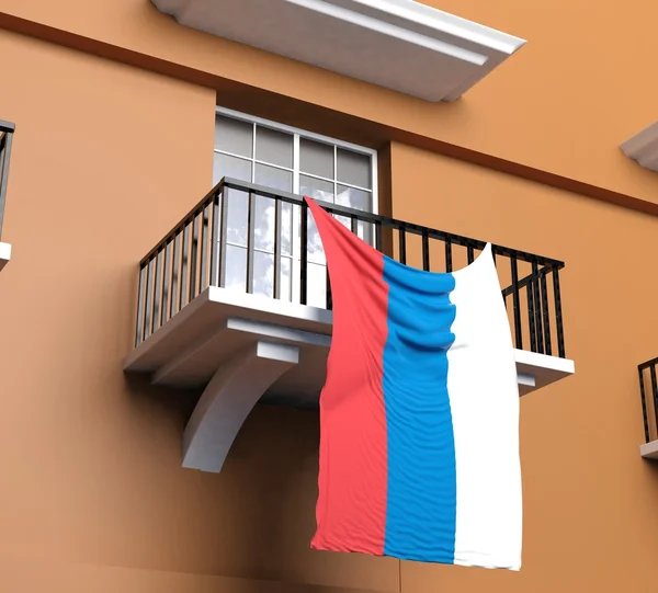 Balcón con bandera rusa —  Fotos de Stock