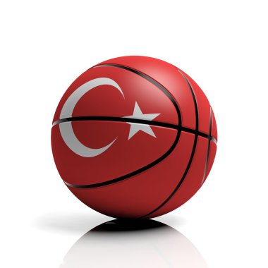 Beyaz arka plan üzerinde izole Türkiye basketbol topu bayrağı 