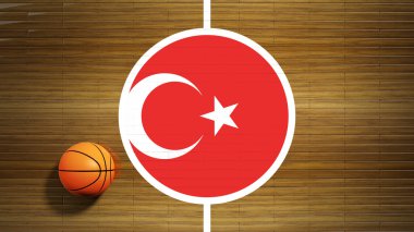 Basketbol mahkeme parke zemin Merkezi ile Türkiye'nin bayrak