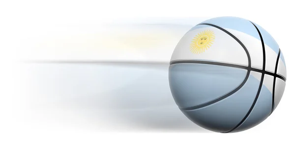 Basketbal bal met vlag van Argentinië in beweging geïsoleerd — Stockfoto