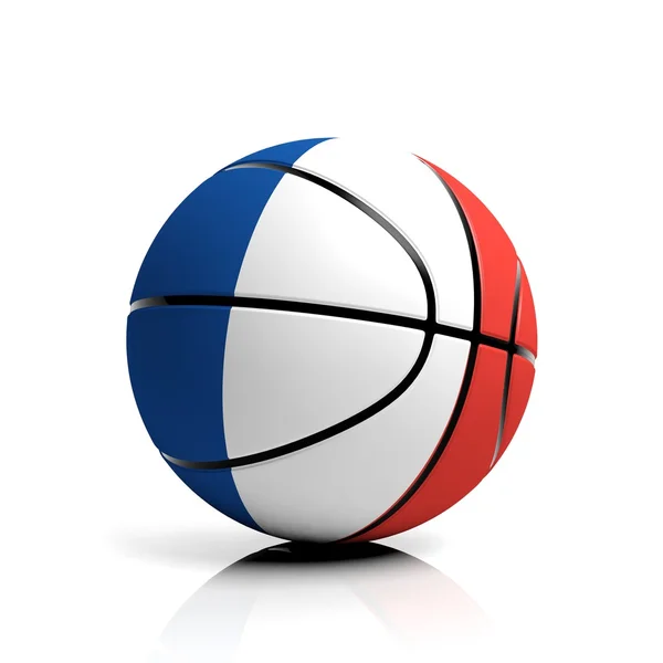 Σημαία μπάλα μπάσκετ της Γαλλίας που απομονώνονται σε λευκό φόντο — Φωτογραφία Αρχείου
