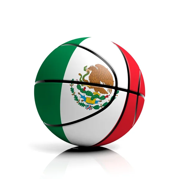 Basketbal bal vlag van mexico geïsoleerd op witte achtergrond — Stockfoto