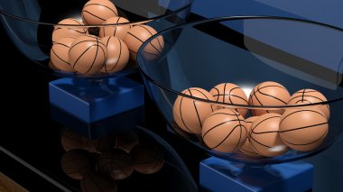 Basketbol topları closeup ile piyango sepetleri 