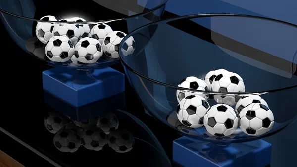 Lottery baskets with soccer balls closeup — Stock Photo, Image