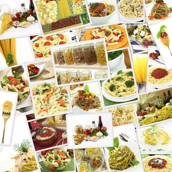 Collage con vari piatti di pasta — Foto Stock