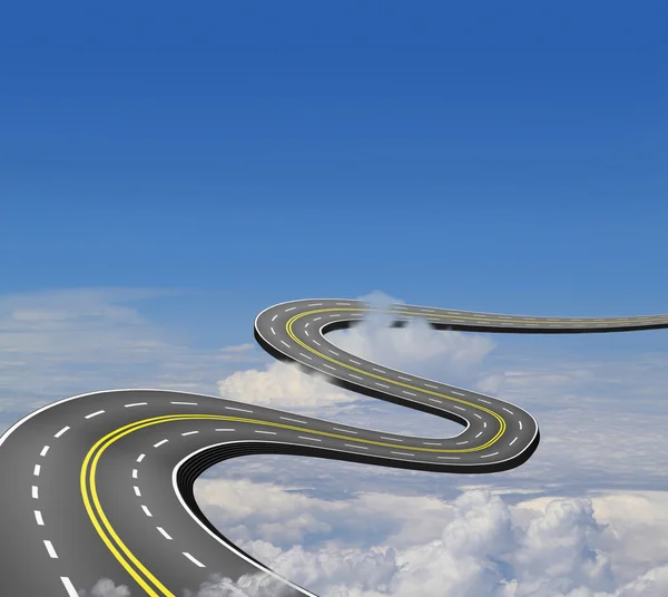 Road up in the blue sky above the clouds — Stock Photo, Image