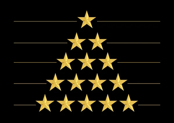 Gold stars in shape of triangle isolated on black — Stock Photo, Image