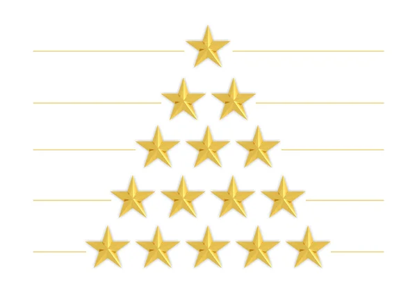 Estrelas douradas em forma de triângulo isoladas em branco — Fotografia de Stock