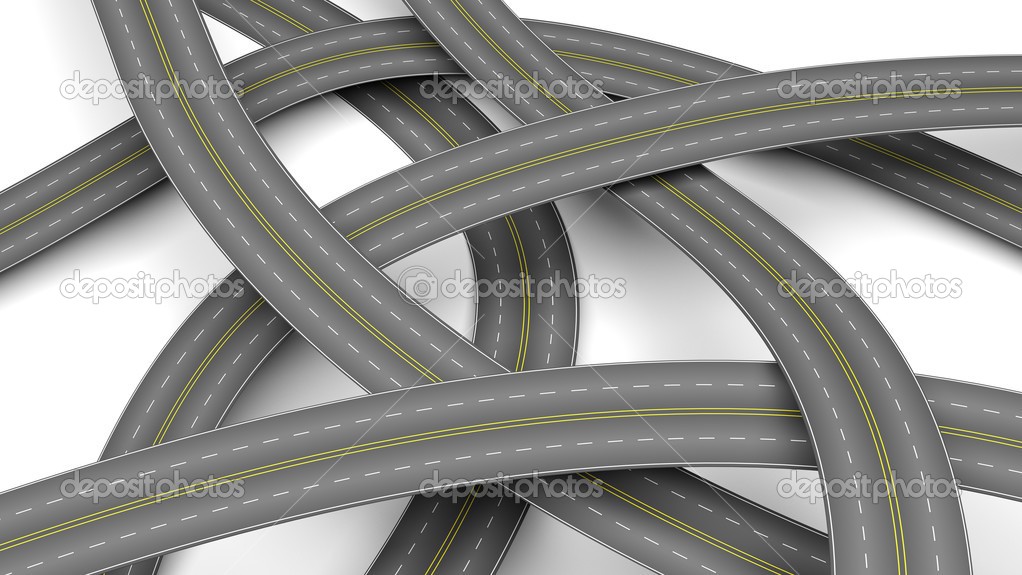 Abstract 3d illustration of multiple crossroads