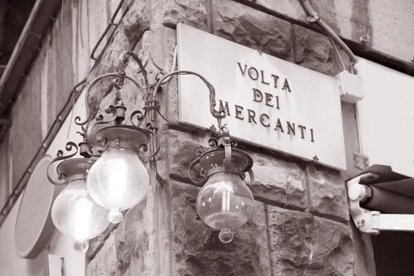 Volta del mercanti Straßenschild, florenz — Stockfoto