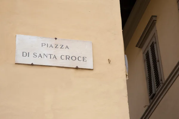 Santa Croce Square Sign, Florence — Stock Photo, Image
