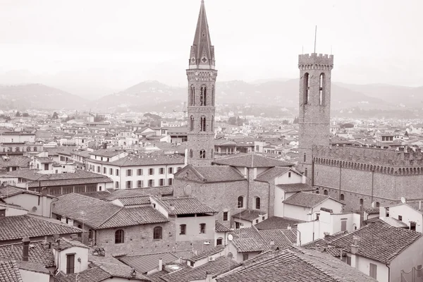 Floransa cityscape siyah beyaz sepya sesi — Stok fotoğraf