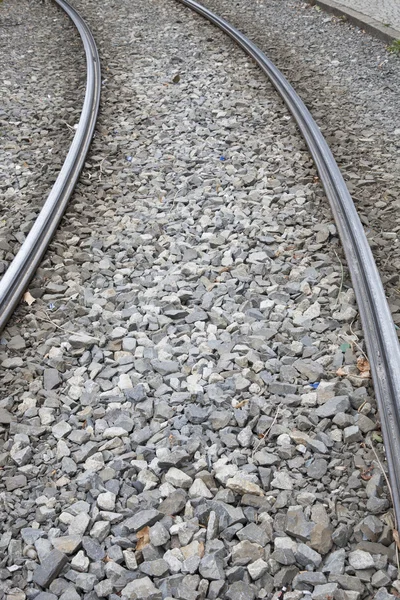 트램 트랙 곡선 — 스톡 사진