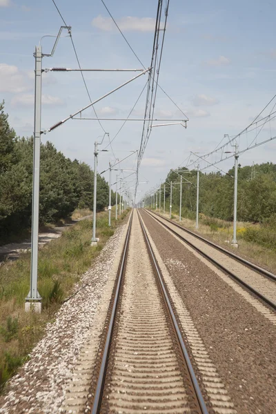 폴란드에 있는 철도 트랙 — 스톡 사진