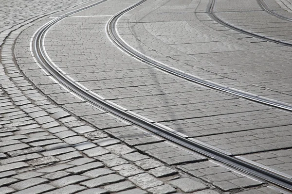Tram Track, Praga, República Checa — Fotografia de Stock