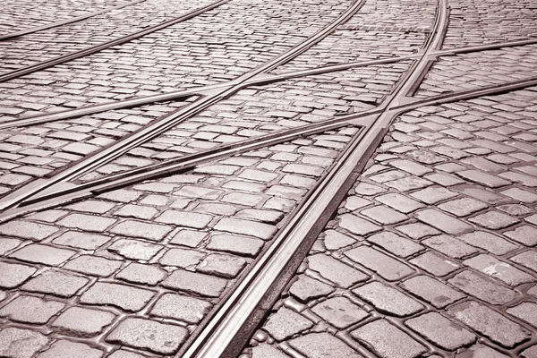 Straßenbahngleis, Prag — Stockfoto