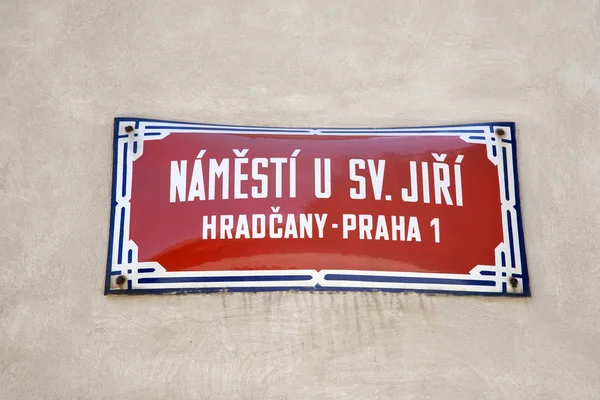 Namesti Street Sign, Hradcany Bairro, Praga — Fotografia de Stock