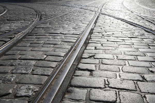 Straßenbahngleise in Prag — Stockfoto