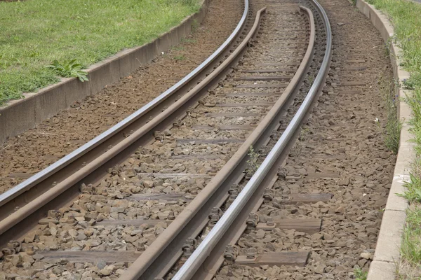Tram Tracks ferroviários — Fotografia de Stock