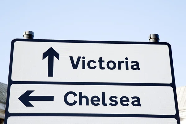 Βικτώρια και το σήμα του δρόμου του Τσέλσι, Λονδίνο — Φωτογραφία Αρχείου