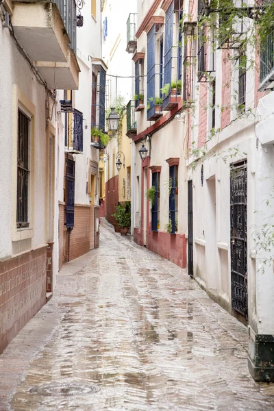 Strada tipica nel quartiere di Santa Cruz, Siviglia — Foto Stock