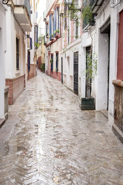 Rua típica em Santa Cruz Bairro, Sevilha — Fotografia de Stock