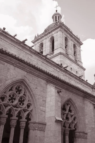 Kathedraal Klooster Ciudad Rodrigo Salamanca Spanje Zwart Wit Sepia Toon — Stockfoto