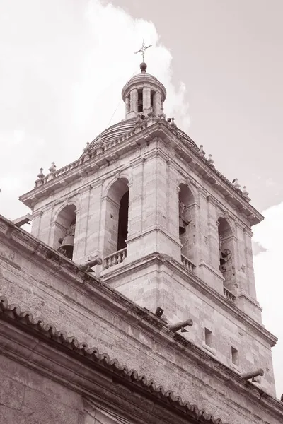 Katedralen Cloister Ciudad Rodrigo Salamanca Spanien Svart Och Vitt Sepia — Stockfoto