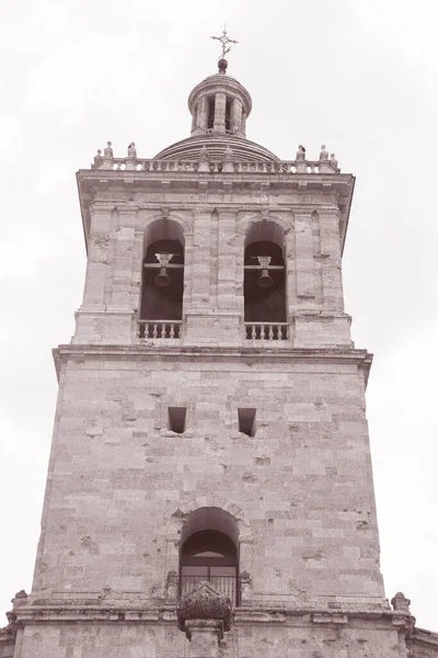 Tour Cathédrale Ciudad Rodrigo Salamanque Espagne Noir Blanc Sepia Tone — Photo